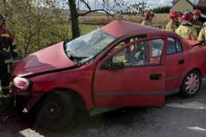 25.10.2025. Droga wojewódzka nr 751. Wzdół Kolonia. Wypadek / Fot. Ochotnicza Straż Pożarna w Bodzentynie