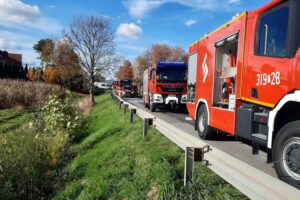 25.10.2025. Droga wojewódzka nr 751. Wzdół Kolonia. Wypadek / Fot. OSP Wzdół