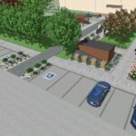 Wizualizacja parku kieszonkowego i parkingu przed szpitalem w Kazimierzy Wielkiej / źródło: UMiG Kazimierza Wielka