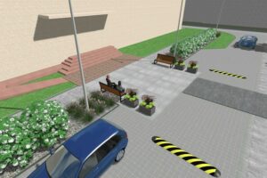 Wizualizacja parku kieszonkowego i parkingu przed szpitalem w Kazimierzy Wielkiej / źródło: UMiG Kazimierza Wielka