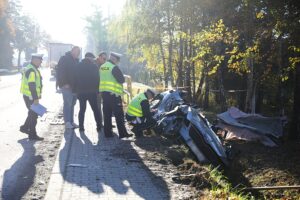 21.10.2025. Celiny. Wypadek / Fot. Wiktor Taszłow - Radio Kielce