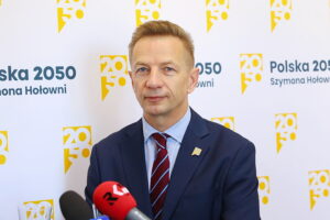 23.10.2025. Kielce. Śniadanie prasowe. Na zdjęciu: poseł Polski 2050 Rafał Kasprzyk / Fot. Wiktor Taszłow - Radio Kielce