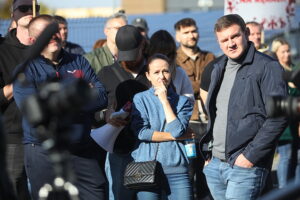 23.10.2025. Kielce. WFOŚiGW. Protest przedsiębiorców / Fot. Wiktor Taszłow - Radio Kielce