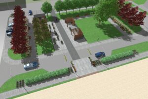 Wizualizacja parku kieszonkowego i parkingu przed szpitalem w Kazimierzy Wielkiej / źródło: UMiG Kazimierza Wielka