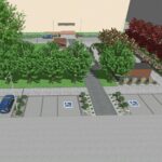 Wizualizacja parku kieszonkowego i parkingu przed szpitalem w Kazimierzy Wielkiej / źródło: UMiG Kazimierza Wielka