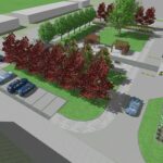 Wizualizacja parku kieszonkowego i parkingu przed szpitalem w Kazimierzy Wielkiej / źródło: UMiG Kazimierza Wielka