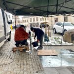 Prace przy zabezpieczeniu instalacji „Niebo Kielc” / Fot. Dorota Klusek - Radio Kielce