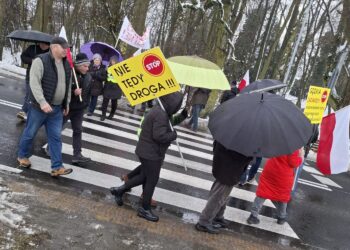 Jaronowice w gminie Nagłowice. Protest / Fot. Paulina Grzywnowicz