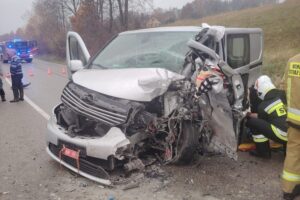 Wypadek w gminie Pawłów. Kierowca trafił do szpitala