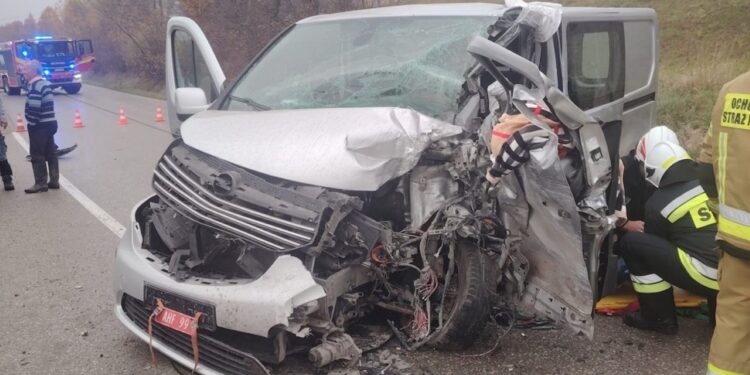 Wypadek w gminie Pawłów. Kierowca trafił do szpitala