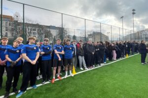 12.11.2025. Sandomierz. Otwarcie boiska wielofunkcyjnego przy Zespole Szkół Technicznych i Ogólnokształcących / Fot. Grażyna Szlęzak-Wójcik - Radio Kielce