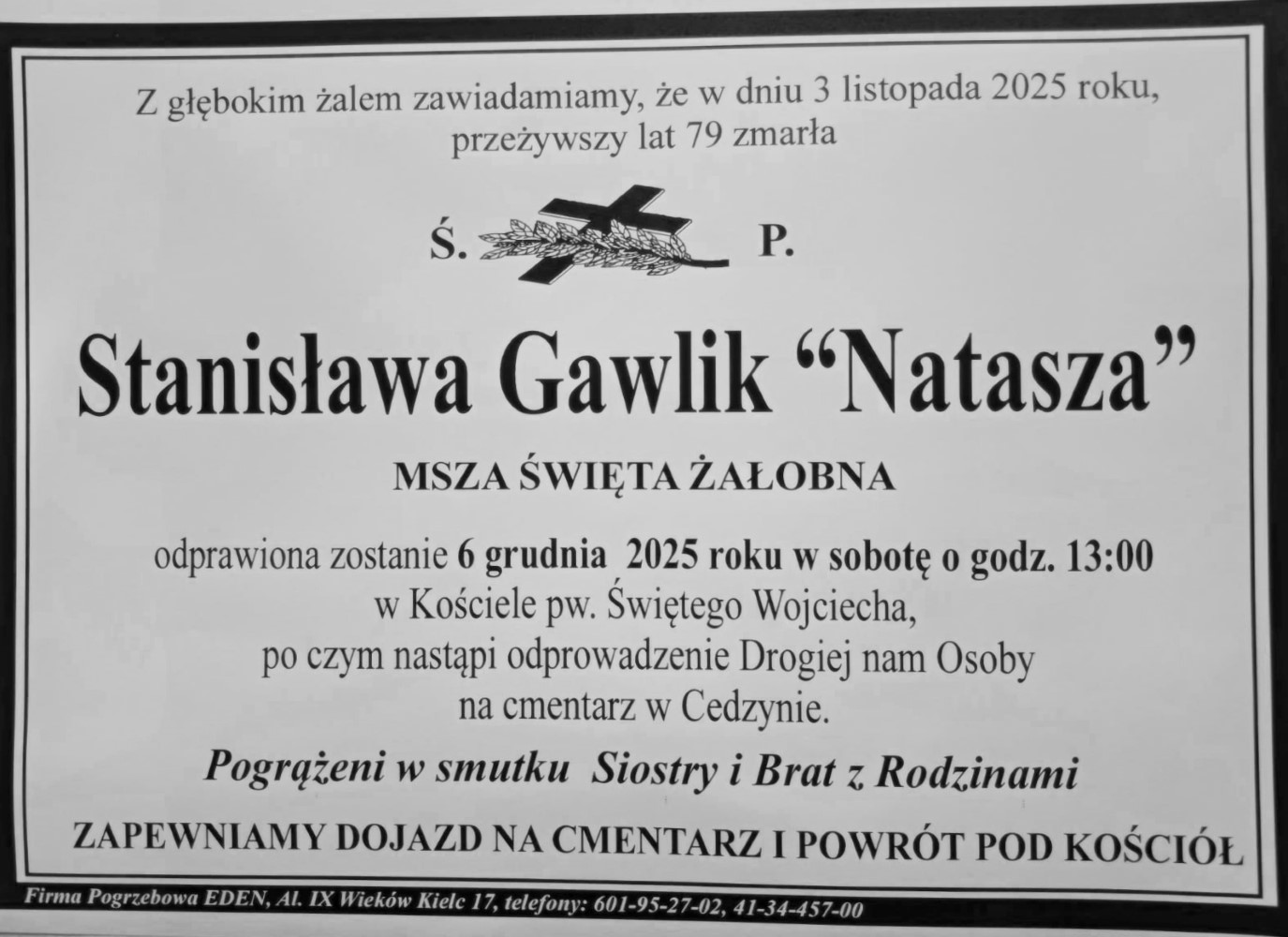 Odeszła osoba wielkiego ducha. Żegnamy Stanisławę Gawlik „Nataszę”