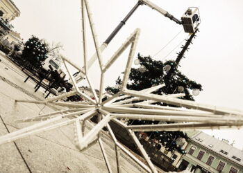 Kielce. Montaż choinki na Rynku - Radio Kielce 01.12.2025 Kielce. Montaż choinki na Rynku / Fot. Jarosław Kubalski - Radio Kielce