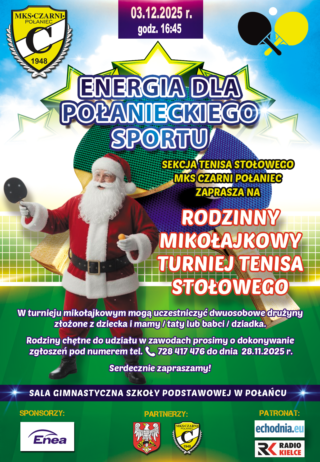 Rodzinny Mikołajkowy Turniej Tenisa Stołowego