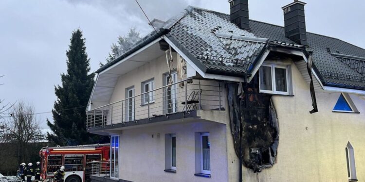 29.12.2025. Masłów Pierwszy. Pożar / Fot. KM PSP Kielce