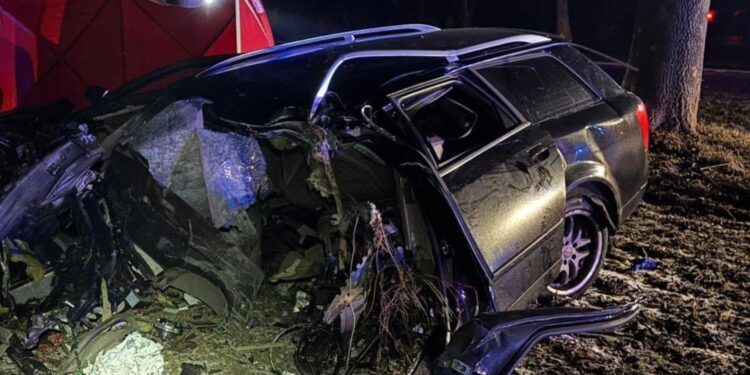 01.01.2026. Wpadek w pobliżu Kliszowa, w powiecie pińczowskim / Fot. KP PSP Pińczów