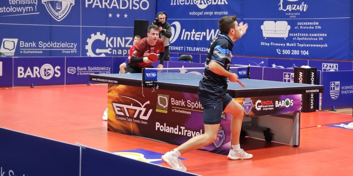 21.12.2025. Suchedniów. Mecz Bank Spółdzielczy Orlicz 1924 Suchedniów - TTC Sokah Hoboken / Fot. Maciej Makuła - Radio Kielce