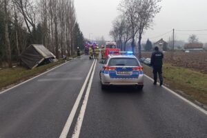 Śmiertelny wypadek na drodze krajowej - Radio Kielce 01.12.2025. Winiary Dolne. Wypadek / Fot. KPP Busko-Zdrój