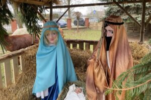 Szkoła w Oblęgorku zmieniła się w zwierzyniec - Radio Kielce 15.12.2025. Oblęgorek. Szopka przy szkole / Fot. Daniel Lenart - Radio Kielce