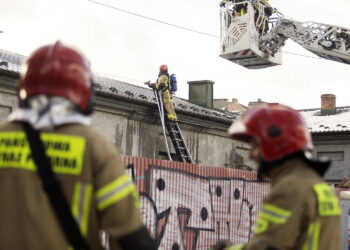 Pożar budynku przy ulicy Bodzentyńskiej w Kielcach