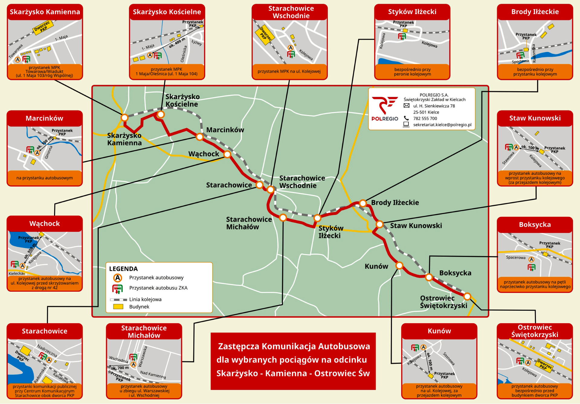 POLREGIO. Zastępcza Komunikacja Autobusowa - linia kolejowa nr 8