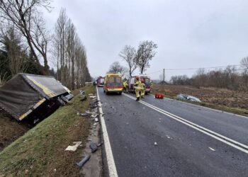 01.12.2025. Winiary Dolne. Wypadek / Fot. PSP Busko-Zdrój
