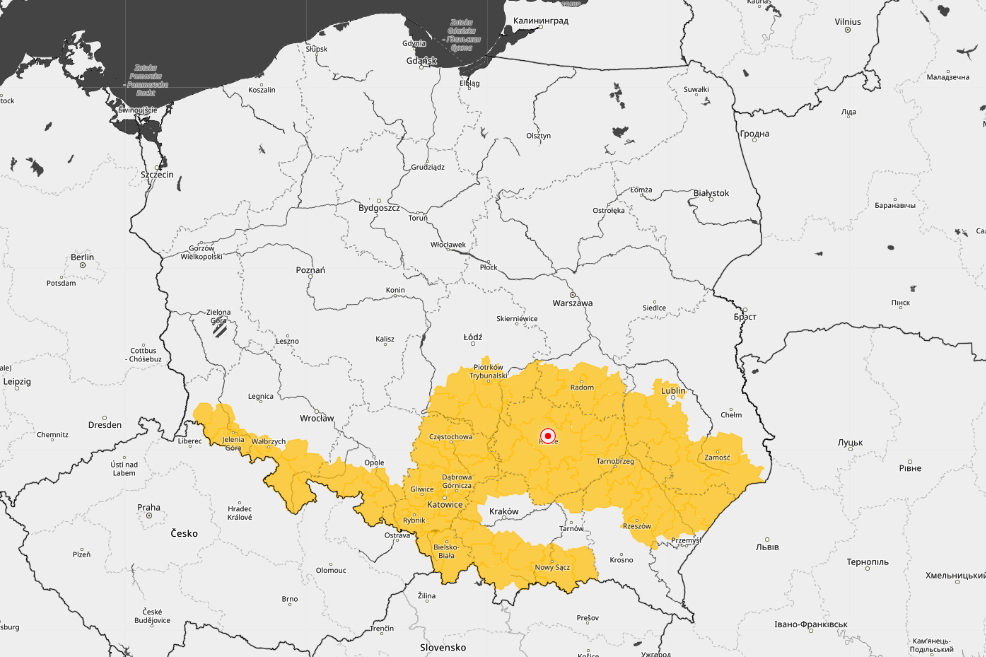 Świętokrzyskie w strefie marznących opadów - Radio Kielce