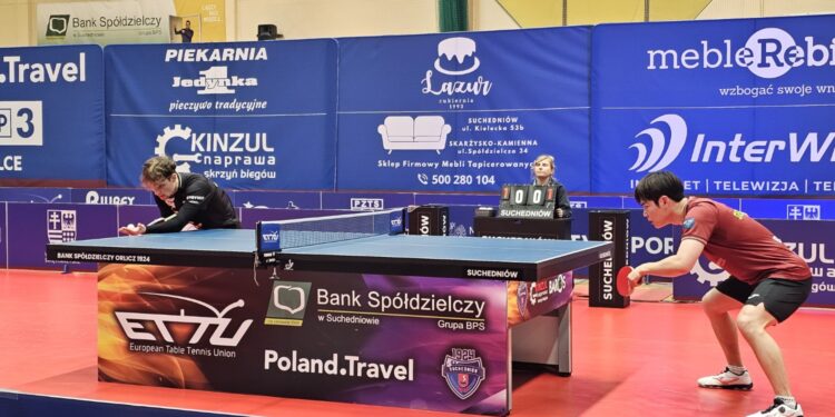 17.01.2026. Suchedniów. Mecz Ligi Mistrzów tenisistów stołowych Bank Spółdzielczy Orlicz 1924 Suchedniów - Orlen Bogoria Grodzisk Mazowiecki / Fot. Maciej Makuła - Radio Kielce