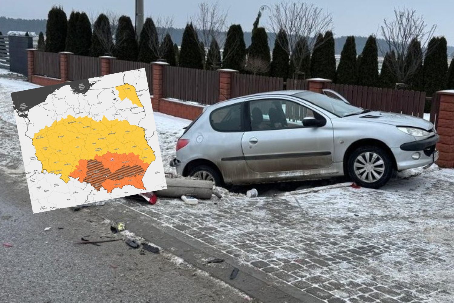 Jest ślisko i są tego efekty. Świętokrzyskie w alercie RCB