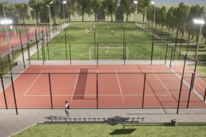 Wizualizacja nowoczesnego obiektu sportowego przy Powiatowym Zespole Szkół w Chęcinach / źródło: powiat.kielce.pl