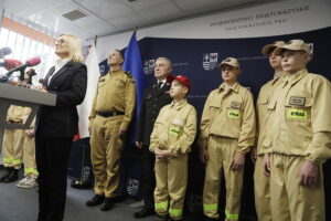 5.02.2026. Kielce. Briefing prasowy dotyczący inicjatywy „Strażacy Jutra” ukierunkowanej na wsparcie Młodzieżowych oraz Dziecięcych Drużyn Pożarniczych / Fot. Jarosław Kubalski - Radio Kielce
