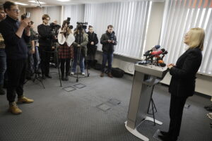 5.02.2026. Kielce. Briefing prasowy dotyczący inicjatywy „Strażacy Jutra” ukierunkowanej na wsparcie Młodzieżowych oraz Dziecięcych Drużyn Pożarniczych / Fot. Jarosław Kubalski - Radio Kielce