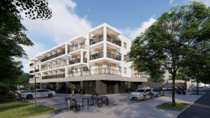 Wizualizacja budynku, który ma zostać wybudowany w miejscu pawilonów handlowo-usługowych przy ulicy Wiśniowej 3 w Kielcach / źródło: materiały prasowe