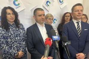 20.02.2026. Kielce. Konferencja działaczy klubu parlamentarnego Centrum / Fot. Izabela Mortas-Rubak - Radio Kielce