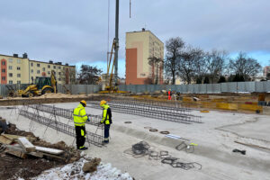 03.02.2026. Kielce. Budowa hali przy V Liceum Ogólnokształcącym im. ks. Piotra Ściegiennego w Kielcach / Fot. Wiktor Taszłow - Radio Kielce