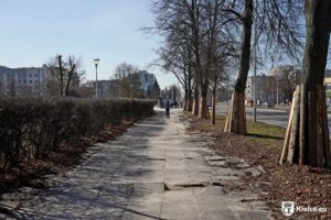 09.03.2026. Kielce. Ulica Warszawska. Remont chodnika / Źródło: Urząd Miasta Kielce