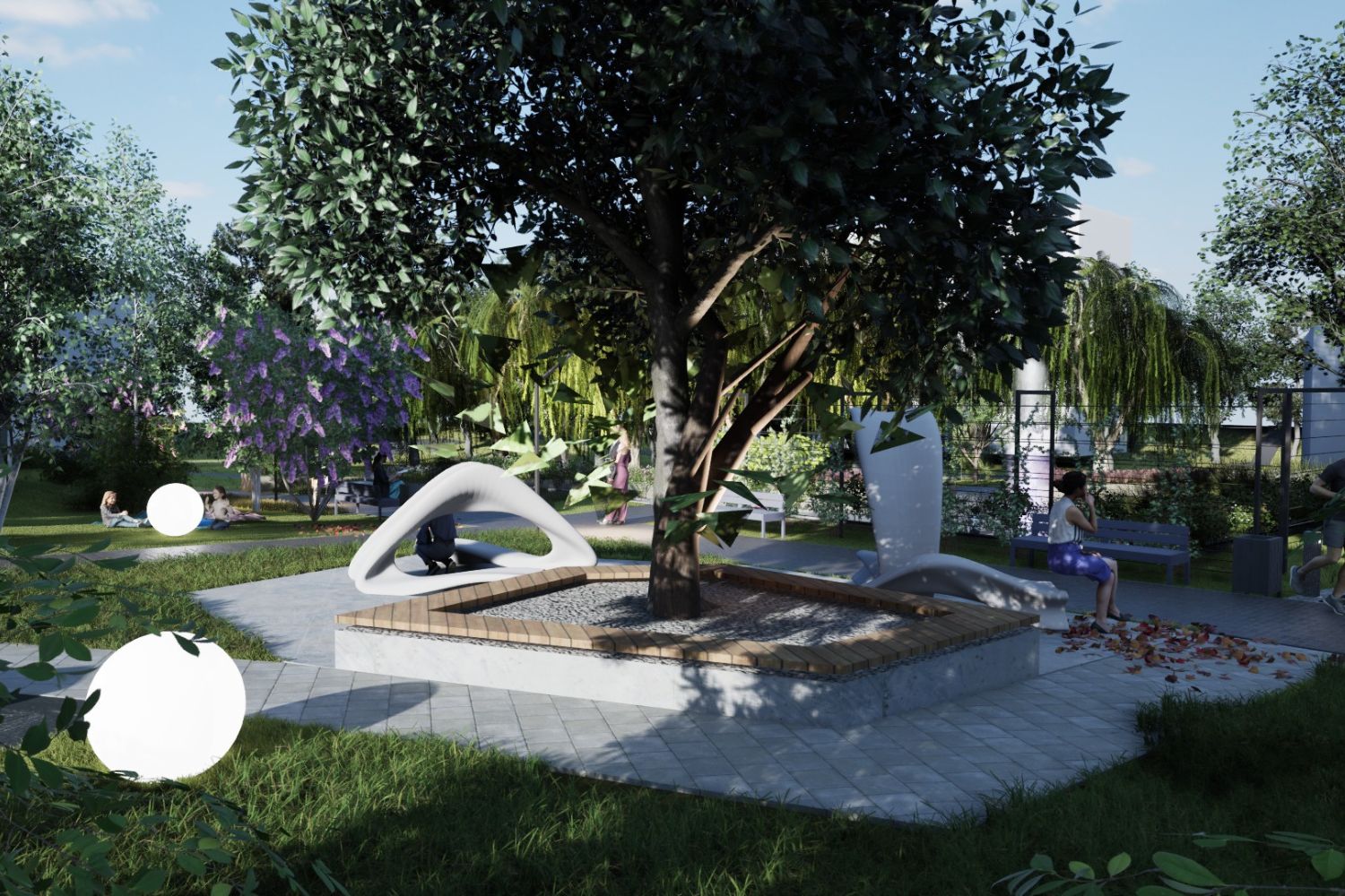 Koncepcja architektoniczno-przestrzenna skweru w Małogoszczu. Wizualizacja / Źródło: Miasto i Gmina Małogoszcz - Facebook, arch. Krzysztof Lipski