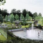 Koncepcja architektoniczno-przestrzenna skweru w Małogoszczu. Wizualizacja / Źródło: Miasto i Gmina Małogoszcz - Facebook, arch. Krzysztof Lipski