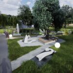 Koncepcja architektoniczno-przestrzenna skweru w Małogoszczu. Wizualizacja / Źródło: Miasto i Gmina Małogoszcz - Facebook, arch. Krzysztof Lipski