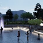 Koncepcja architektoniczno-przestrzenna skweru w Małogoszczu. Wizualizacja / Źródło: Miasto i Gmina Małogoszcz - Facebook, arch. Krzysztof Lipski