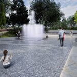 Koncepcja architektoniczno-przestrzenna skweru w Małogoszczu. Wizualizacja / Źródło: Miasto i Gmina Małogoszcz - Facebook, arch. Krzysztof Lipski