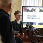 26.03.2026 Kielce. Prezydent Kielc Agata Wojda podczas konferencji prasowej dotyczącej przebudowy Placu Wolności / Fot. Jarosław Kubalski - Radio Kielce