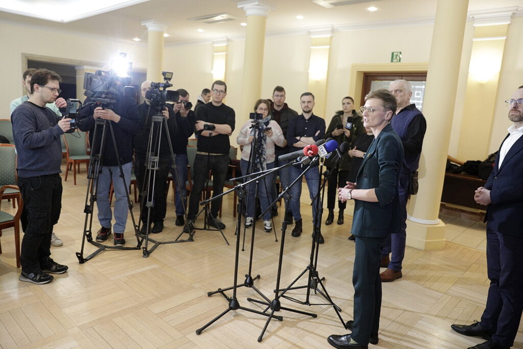 26.03.2026 Kielce. Prezydent Kielc Agata Wojda podczas konferencji prasowej dotyczącej przebudowy Placu Wolności / Fot. Jarosław Kubalski - Radio Kielce