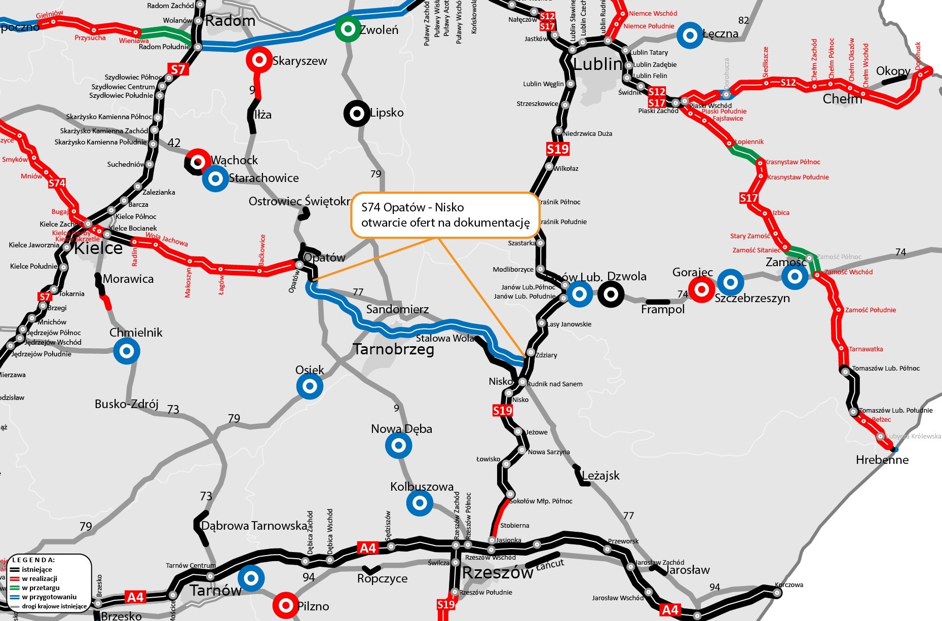 Wielu chętnych zaprojektowaniem S74 Opatów – Nisko