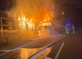 Pożar ciężarówki na uczęszczanej trasie. W akcji służby