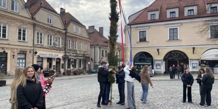 Siedmiometrowa palma na sandomierskiej starówce - Radio Kielce 29.03.2026. Sandomierz. Niedziela palmowa / Fot. Grażyna Szlęzak-Wójcik - Radio Kielce