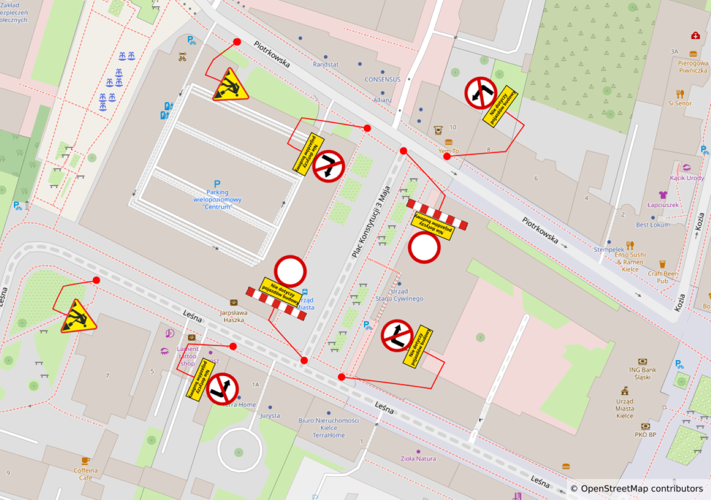 Będą duże utrudnienia w ścisłym centrum Kielc