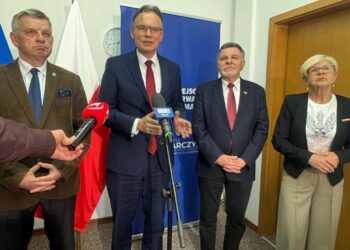 17.04.2026. Grzybów. Konferencja prasowa / Fot. Aleksandra Słowak - Radio Kielce