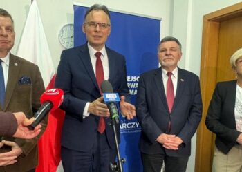 17.04.2026. Grzybów. Konferencja prasowa / Fot. Aleksandra Słowak - Radio Kielce