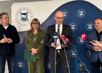 27.04.2026. Kielce. WDK. Konferencja prasowa dotycząca XI Przeglądu Filmów Fabularnych o najnowszej historii Polski - „Historia w filmie” / Fot. Marcin Marszałek - Radio Kielce